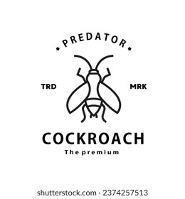 vintage retro hipster cockroach logo vector outline monoline art icon