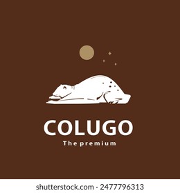 vintage retro hipster colugo logo vector outline silhouette art icon