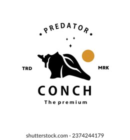 vintage retro hipster conch logo vector outline silhouette art icon