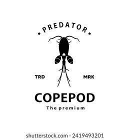 vintage retro hipster copepod logo vector outline silhouette art icon	
