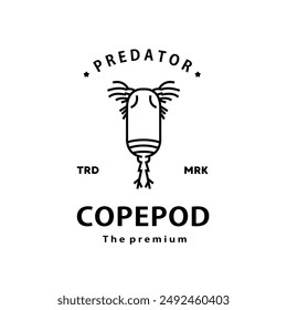 vintage retro hipster copepod logo outline monoline art icon