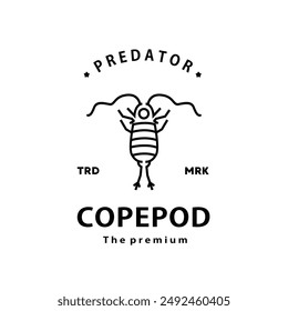 vintage retro hipster copepod logo outline monoline art icon