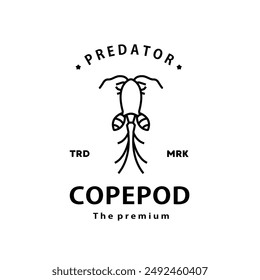 vintage retro hipster copepod logo outline monoline art icon