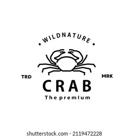 vintage retro hipster crab logo vector outline monoline art icon for restaurant