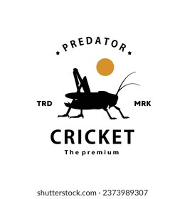 vintage retro hipster cricket logo vector outline silhouette art icon