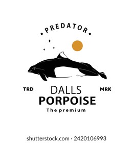 vintage retro hipster dalls porpoise logo vector outline silhouette art icon