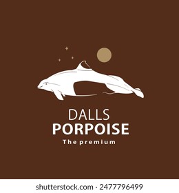 vintage retro hipster dalls porpoise logo vector outline silhouette art icon	