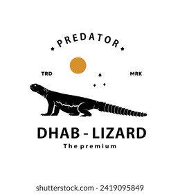 vintage retro hipster dhab lizard logo vector outline silhouette art icon