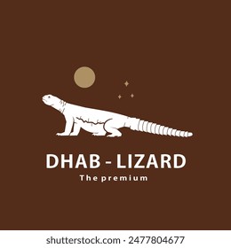 vintage retro hipster dhab lizard logo vector outline silhouette art icon