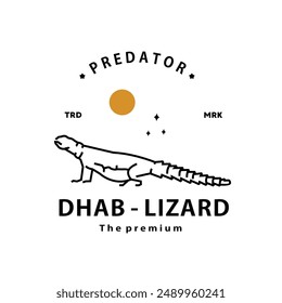 vintage retro hipster dhab lizard logo outline monoline art icon
