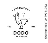 vintage retro hipster dodo logo outline monoline art icon	
