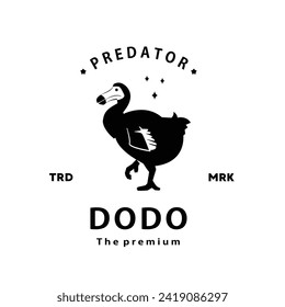 vintage retro hipster dodo logo vector outline silhouette art icon