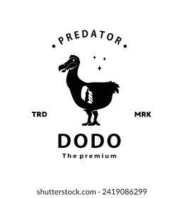 vintage retro hipster dodo logo vector outline silhouette art icon