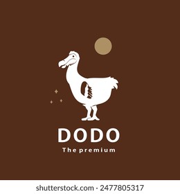 vintage retro hipster dodo logo vector outline silhouette art icon