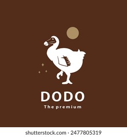 vintage retro hipster dodo logo vector outline silhouette art icon