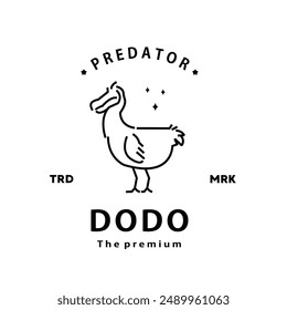 vintage retro hipster dodo logo outline monoline art icon	
