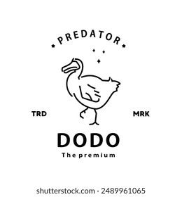 vintage retro hipster dodo logo outline monoline art icon	
