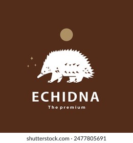 vintage retro hipster echidna logo vector outline silhouette art icon