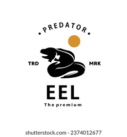 vintage retro hipster eel logo vector outline silhouette art icon