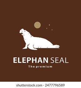 vintage retro hipster elephan seal logo vector outline silhouette art icon	