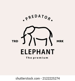 vintage retro hipster elephant logo vector outline monoline art icon
