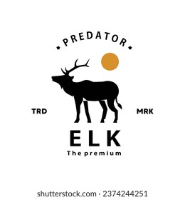 vintage retro hipster elk logo vector outline silhouette art icon
