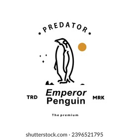 vintage retro hipster empeor penguin logo vector outline monoline art icon