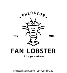 vintage retro hipster fan lobster logo outline monoline art icon