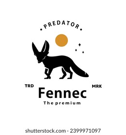 vintage retro hipster fennec logo vector outline silhouette art icon