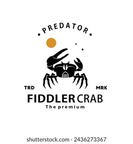 vintage retro hipster fiddler crab logo vector outline silhouette art icon