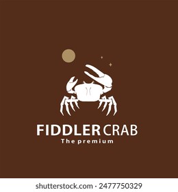 vintage retro hipster fiddler crab logo vector outline silhouette art icon