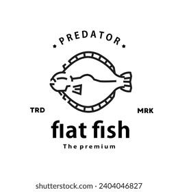 vintage retro hipster flat fish logo vector outline monoline art icon