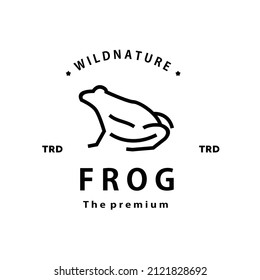 vintage retro hipster frog logo vector outline monoline art icon