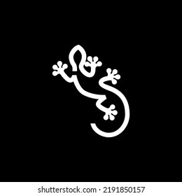 vintage retro hipster gecko logo vector outline monoline art icon