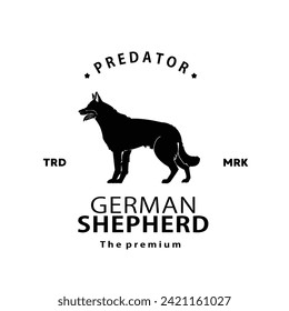 vintage retro hipster german shepherd logo vector outline silhouette art icon