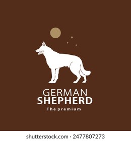 vintage retro hipster german shepherd logo vector outline silhouette art icon