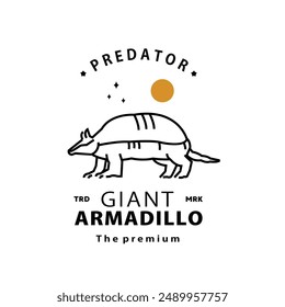 vintage retro hipster giant armadillo logo outline monoline art icon
