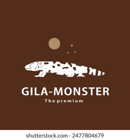 vintage retro hipster gila monster logo vector outline silhouette art icon