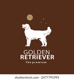 vintage retro hipster golden retriever logo vector outline silhouette art icon	
