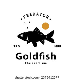 vintage retro hipster goldfish logo vector outline silhouette art icon