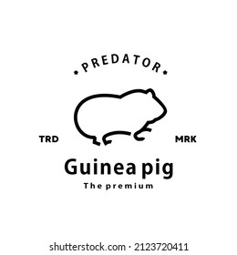 vintage retro hipster guinea pig logo vector outline monoline art icon