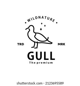 vintage retro hipster gull logo vector outline monoline art icon
