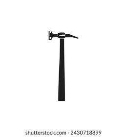 Vintage retro hipster hammer. Carpentry tools silhouette icons on white background.