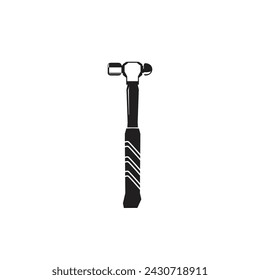 Vintage retro hipster hammer. Carpentry tools silhouette icons on white background.