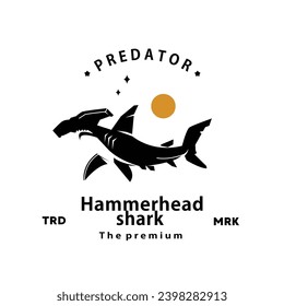 vintage retro hipster hammer head shark logo vector outline silhouette art icon		