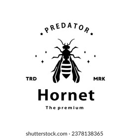 vintage retro hipster hornet logo vector silhouette art icon