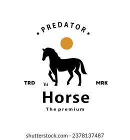 vintage retro hipster horse logo vector silhouette art icon