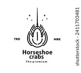 vintage retro hipster horseshoe crabs logo vector outline monoline art icon