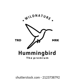 vintage retro hipster hummingbird logo vector outline monoline art icon