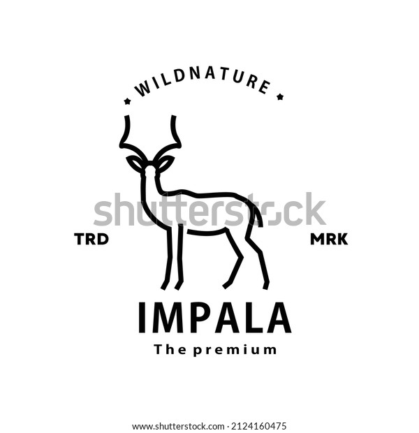 vintage retro hipster impala logo vector outline\
monoline art icon